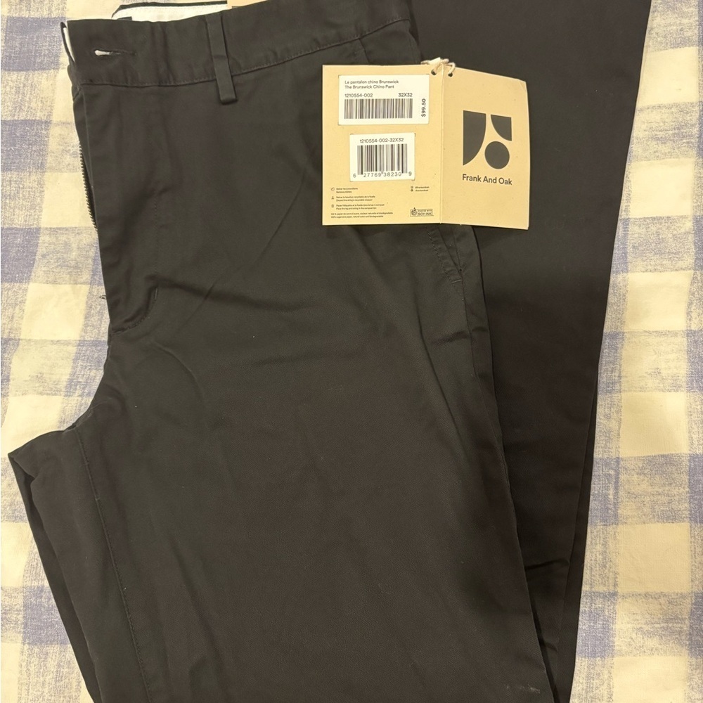 Frank And Oak Brunswick Slim Chino Pants Black 32x32 NWT Sustainable - Picture 6 of 8